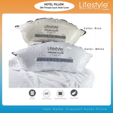 Load image into Gallery viewer, Hotel Crescent Pillow - 300 Thread Count Cover
